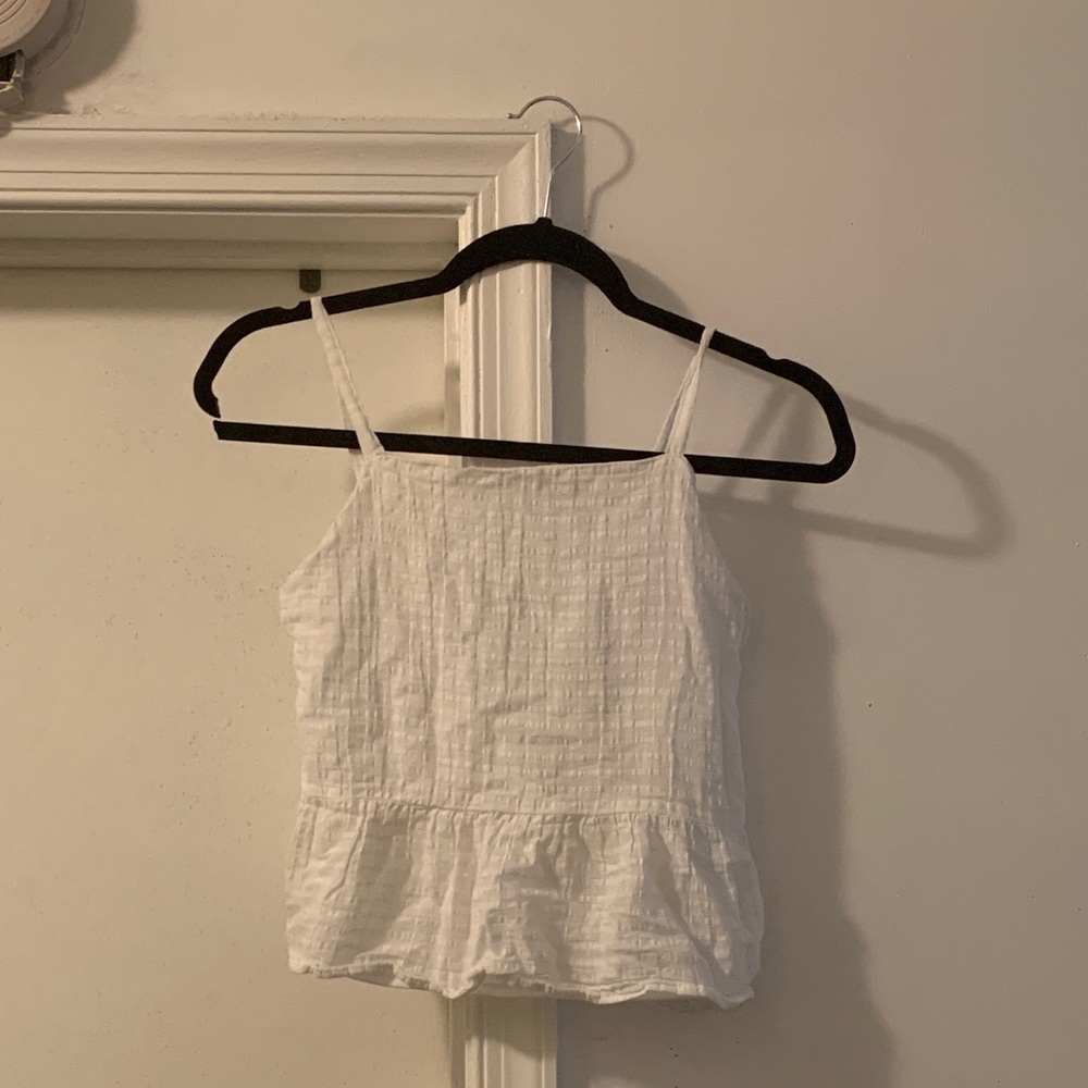 Art Class White Peplum Smocked Tank Top